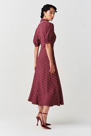 Elizabeth Polka Dot Crepe Midi Tea Dress