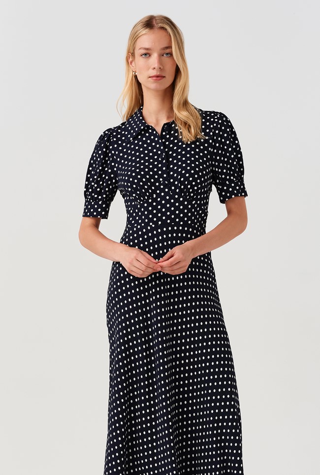 Wilma Spot Midi Tea Dress