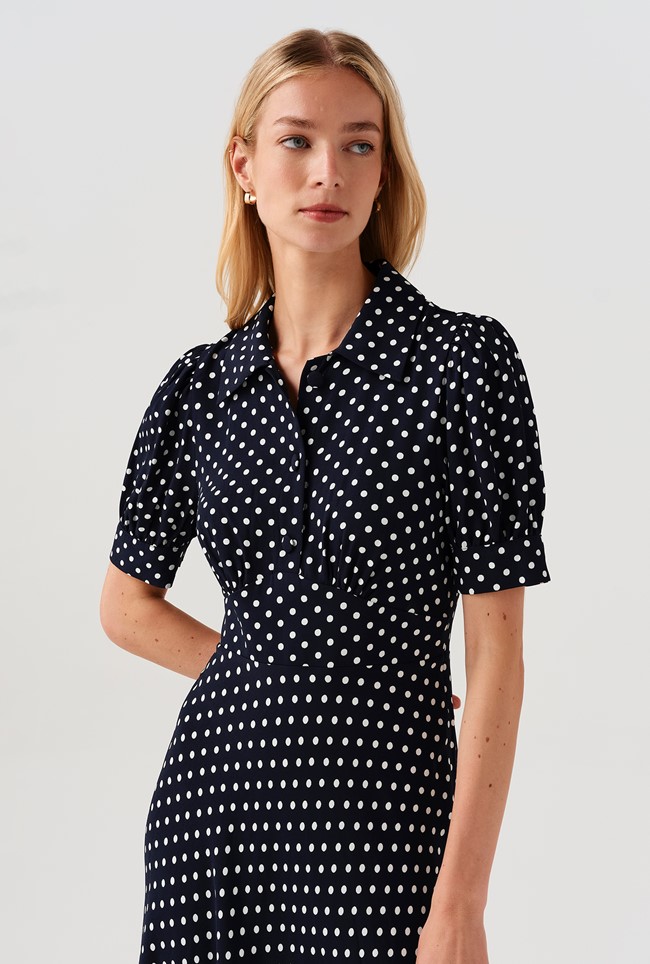 Wilma Spot Midi Tea Dress