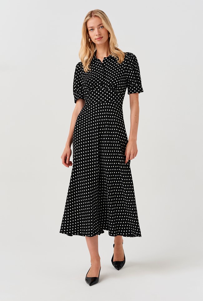 Wilma Spot Midi Tea Dress