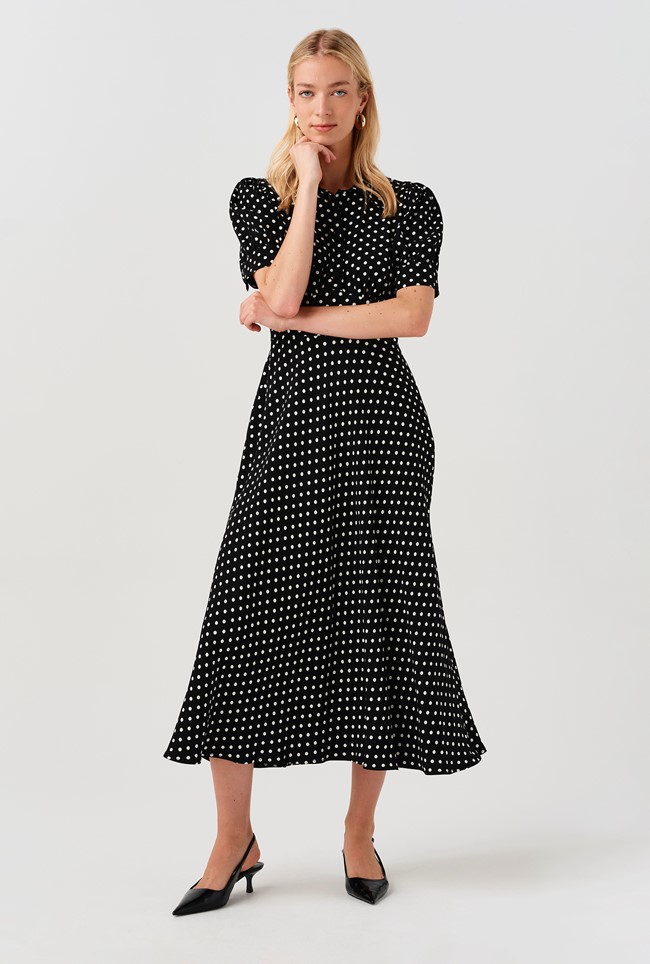 Wilma Spot Midi Tea Dress