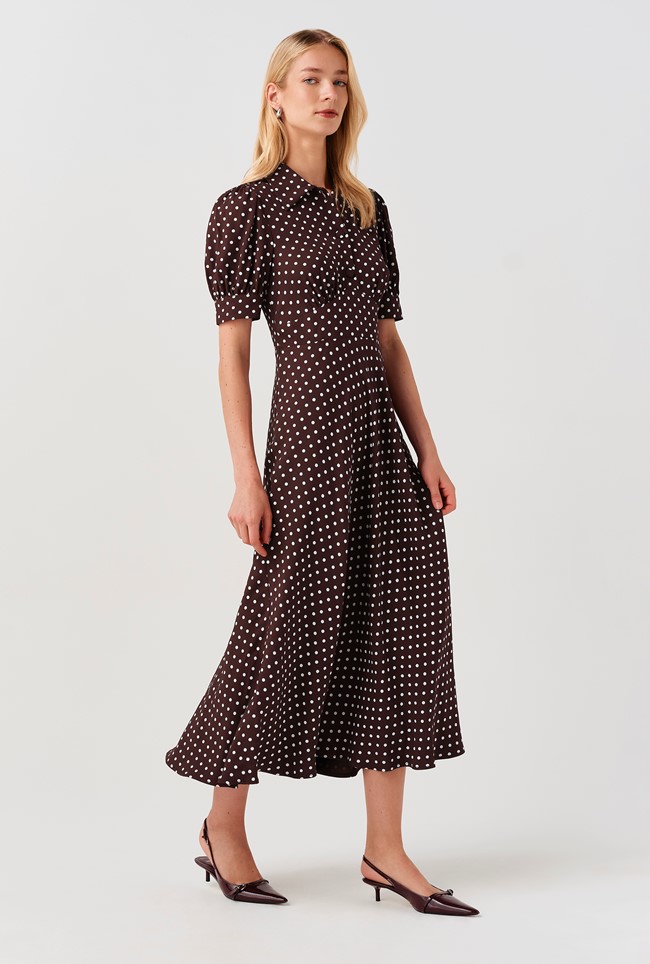 Wilma Spot Midi Tea Dress