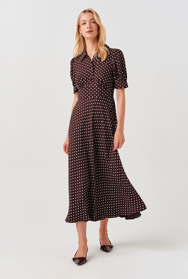 Wilma Spot Midi Tea Dress