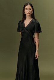 Olive Satin Midi Dress