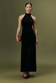 Amy High Neck Velvet Maxi Dress