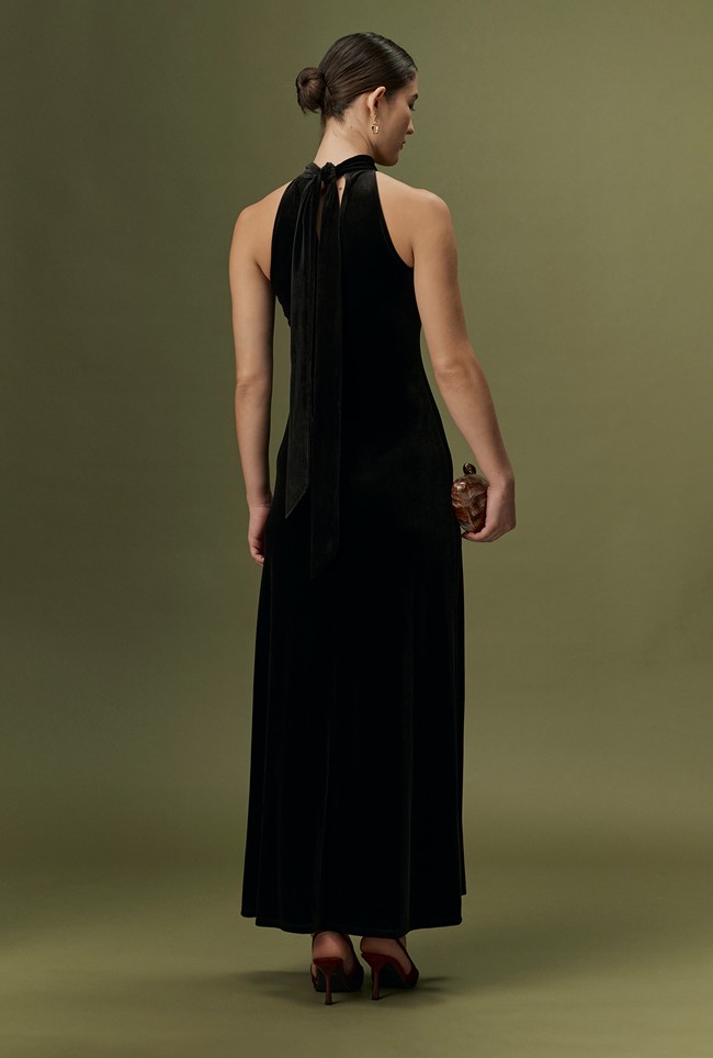 Amy High Neck Velvet Maxi Dress