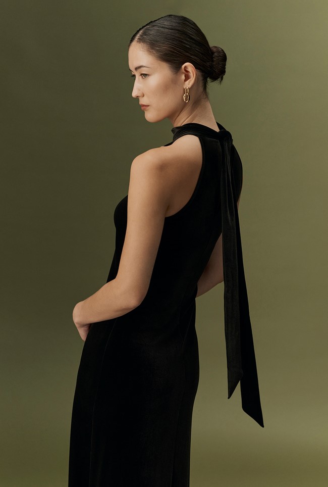 Amy High Neck Velvet Maxi Dress