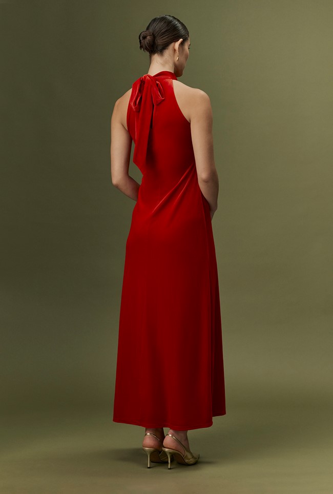 Amy High Neck Velvet Maxi Dress