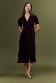 Madison Velvet Button Through Midi Dress