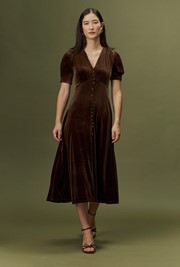 Madison Velvet Button Through Midi Dress