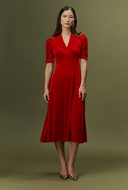 Ella Velvet V Neck Midi Dress
