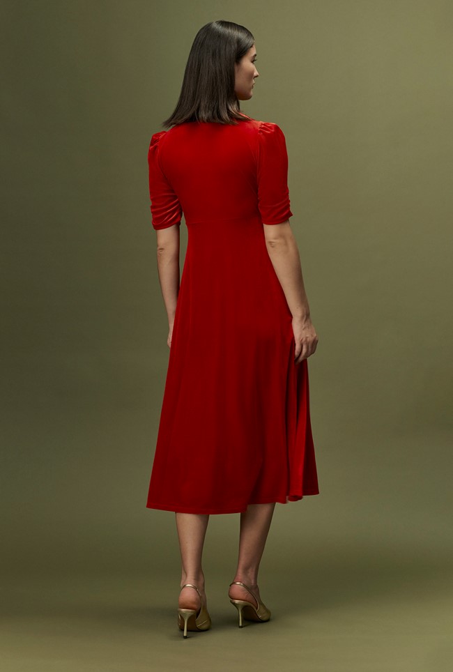 Ella Velvet V Neck Midi Dress