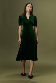 Ella Velvet V Neck Midi Dress