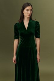 Ella Velvet V Neck Midi Dress
