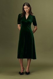 Ella Velvet V Neck Midi Dress