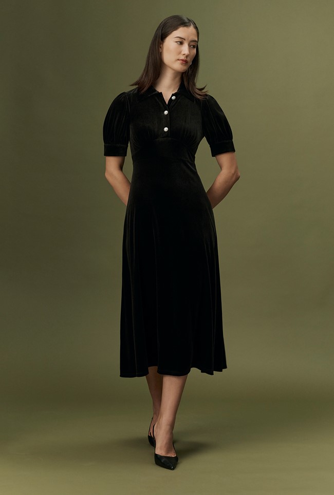 Wilma Velvet Midi Tea Dress