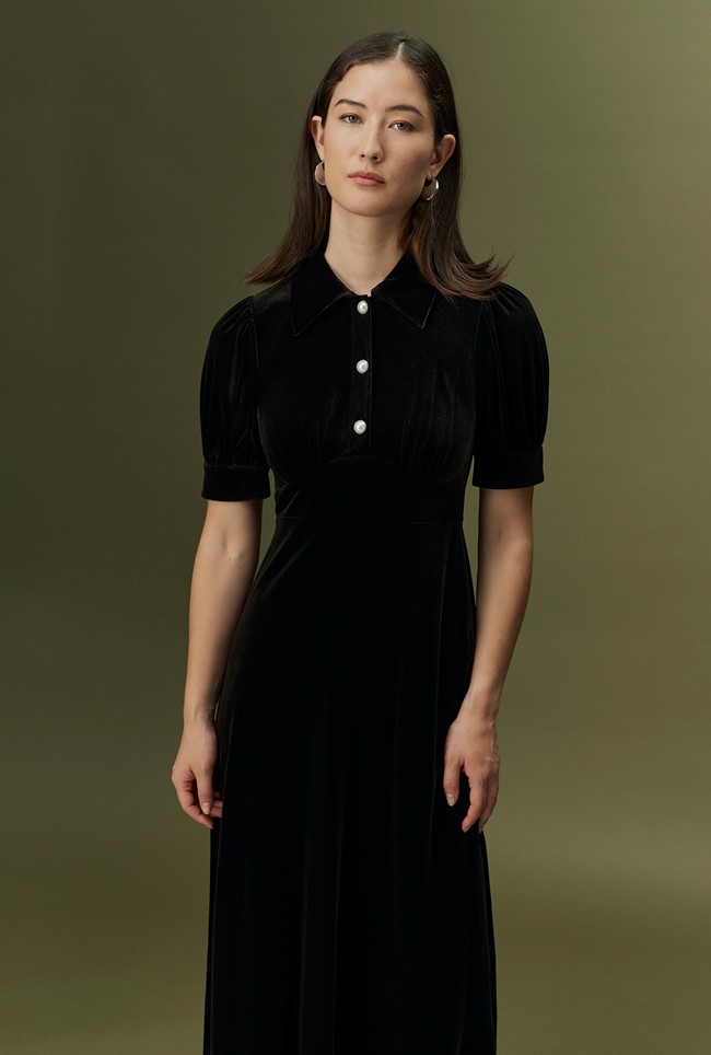 Wilma Velvet Midi Tea Dress
