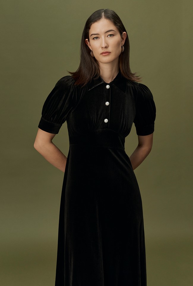 Wilma Velvet Midi Tea Dress