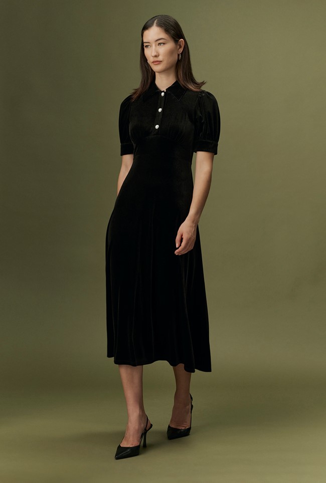 Wilma Velvet Midi Tea Dress