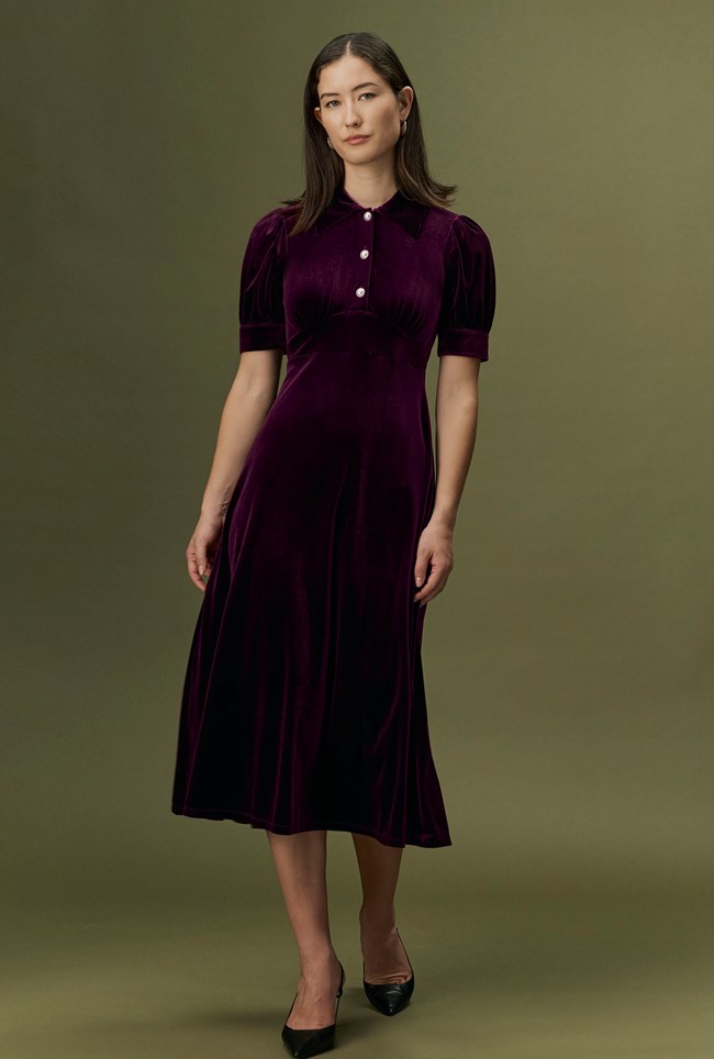 Wilma Velvet Midi Tea Dress