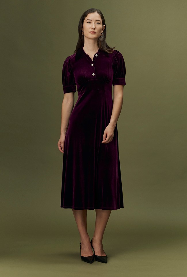 Wilma Velvet Midi Tea Dress