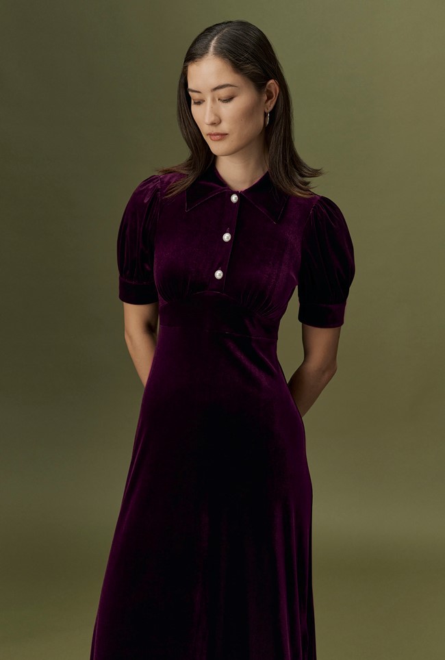 Wilma Velvet Midi Tea Dress