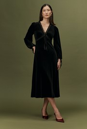 Kathleen Long Sleeve Velvet Midi Dress