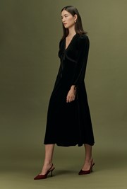 Kathleen Long Sleeve Velvet Midi Dress