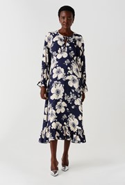 Georgie Tie Neck Crepe Midi Dress