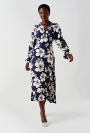 Georgie Tie Neck Crepe Midi Dress