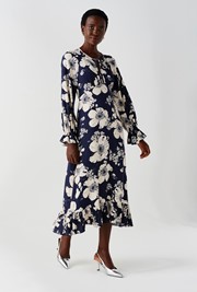 Georgie Tie Neck Crepe Midi Dress
