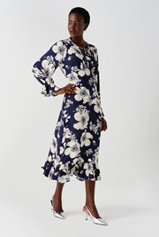 Georgie Tie Neck Crepe Midi Dress