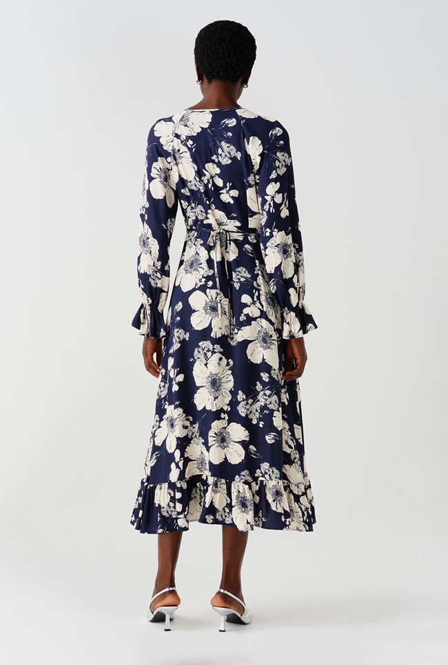 Georgie Tie Neck Crepe Midi Dress