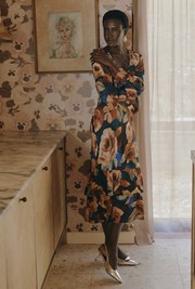 Melina Crepe Ruffle Hem Midi Dress