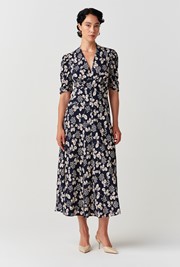 Mia Crepe Floral Midi Tea Dress