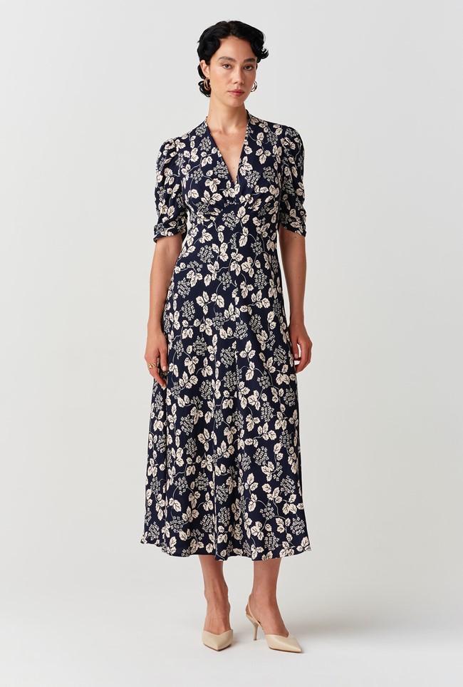 Mia Crepe Floral Midi Tea Dress