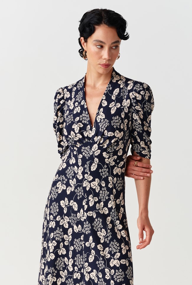Mia Crepe Floral Midi Tea Dress