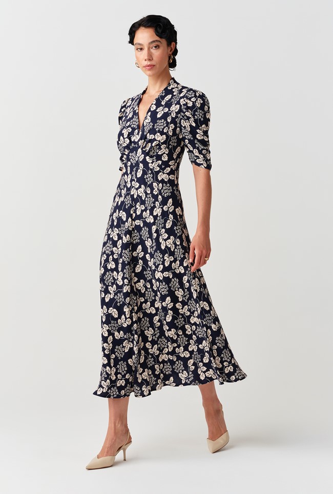 Mia Crepe Floral Midi Tea Dress