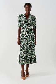 Mia Crepe Floral Midi Tea Dress