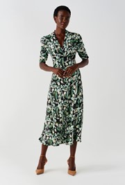 Mia Crepe Floral Midi Tea Dress