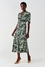 Mia Crepe Floral Midi Tea Dress