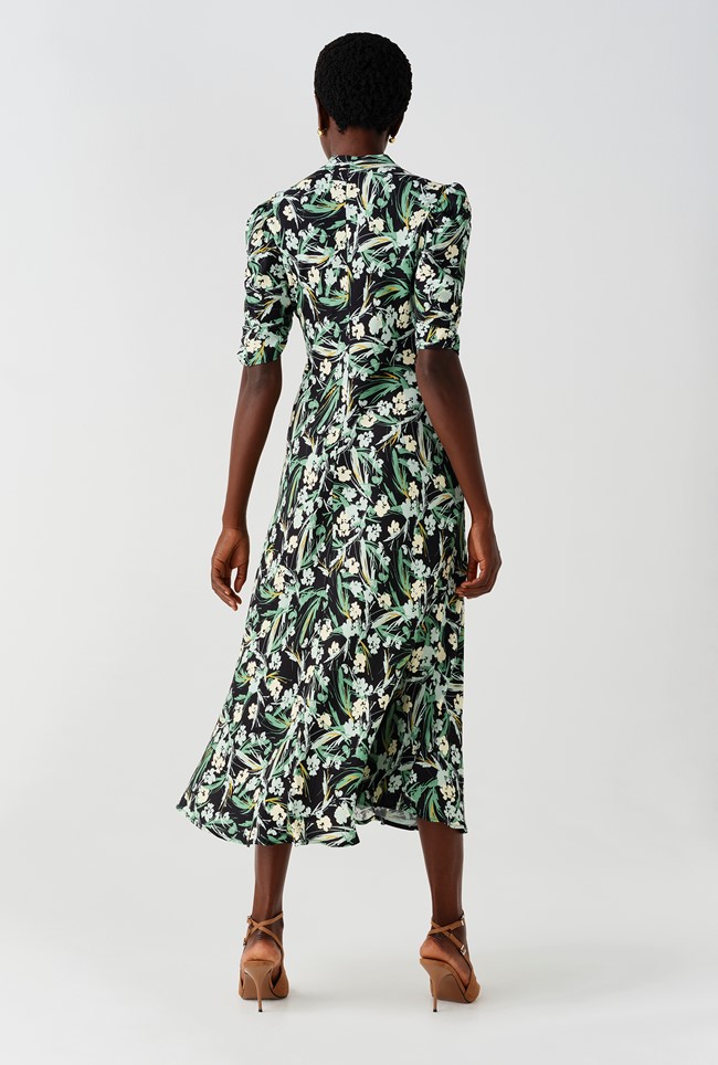 Mia Crepe Floral Midi Tea Dress