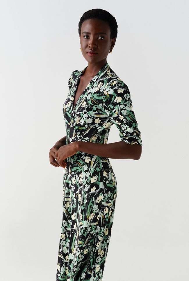 Mia Crepe Floral Midi Tea Dress