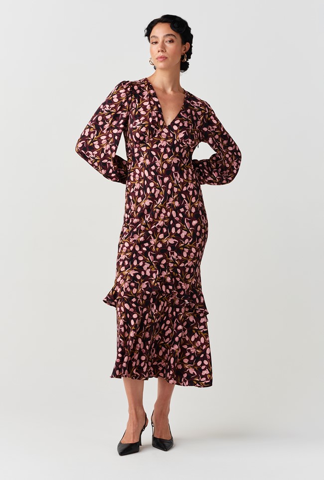Samantha Printed Crepe Midi Dress