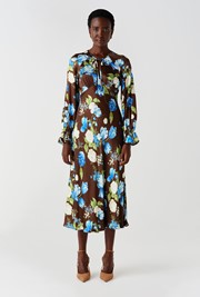 Charlotte Floral Satin Midi Dress