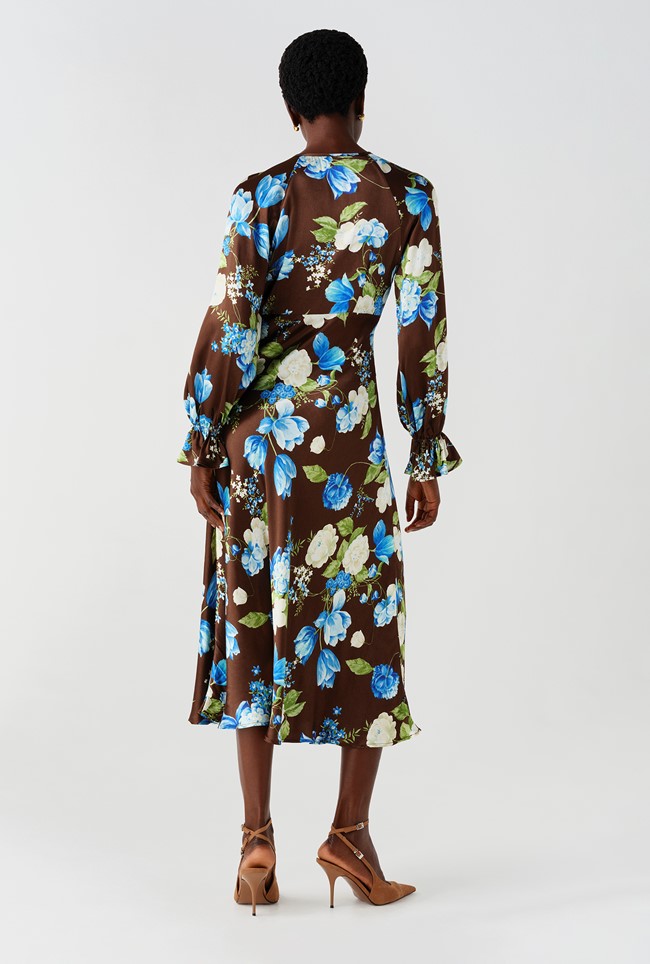 Charlotte Floral Satin Midi Dress