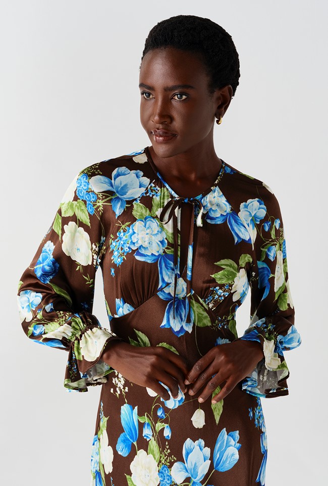 Charlotte Floral Satin Midi Dress