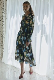 Charlotte Floral Satin Midi Dress
