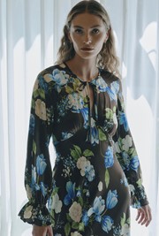 Charlotte Floral Satin Midi Dress