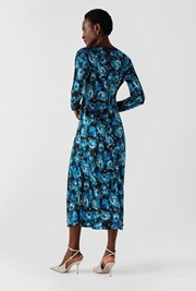 Immie Cowl Neck Printed Satin Midi Dress